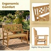 image:imageGiantex Outdoor Wooden Bench 2Person Patio Garden Loveseat  Patio Bench with Armrests and Backrest Acacia Wood Garden Bench Seating for Backyard Front Porch and Park 800 lbs Max LoadFoldable
