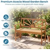 image:imageGiantex Outdoor Wooden Bench 2Person Patio Garden Loveseat  Patio Bench with Armrests and Backrest Acacia Wood Garden Bench Seating for Backyard Front Porch and Park 800 lbs Max LoadSunburst Back