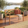 image:imageGiantex Outdoor Wooden Bench 2Person Patio Garden Loveseat  Patio Bench with Armrests and Backrest Acacia Wood Garden Bench Seating for Backyard Front Porch and Park 800 lbs Max LoadOpen XBack