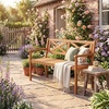 image:imageGiantex Outdoor Wooden Bench 2Person Patio Garden Loveseat  Patio Bench with Armrests and Backrest Acacia Wood Garden Bench Seating for Backyard Front Porch and Park 800 lbs Max LoadOpen XBack