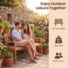 image:imageGiantex Outdoor Wooden Bench 2Person Patio Garden Loveseat  Patio Bench with Armrests and Backrest Acacia Wood Garden Bench Seating for Backyard Front Porch and Park 800 lbs Max LoadVshaped Back