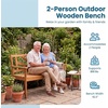 image:imageGiantex Outdoor Wooden Bench 2Person Patio Garden Loveseat  Patio Bench with Armrests and Backrest Acacia Wood Garden Bench Seating for Backyard Front Porch and Park 800 lbs Max LoadSunburst Back
