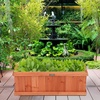 image:imageGiantex Raised Garden Bed Set of 2 31x14x12 Wooden Elevated Planter Box with 4 Drainage Holes amp Detachable Bottom Panels Flower Bed Rectangular Plant Container for Vegetables Herbs amp FruitsCedar Brown