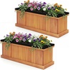image:imageGiantex Raised Garden Bed Set of 2 31x14x12 Wooden Elevated Planter Box with 4 Drainage Holes amp Detachable Bottom Panels Flower Bed Rectangular Plant Container for Vegetables Herbs amp FruitsOrange