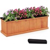 image:imageGiantex Raised Garden Bed Set of 2 31x14x12 Wooden Elevated Planter Box with 4 Drainage Holes amp Detachable Bottom Panels Flower Bed Rectangular Plant Container for Vegetables Herbs amp FruitsOrange