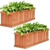 image:imageGiantex Raised Garden Bed Set of 2 31x14x12 Wooden Elevated Planter Box with 4 Drainage Holes amp Detachable Bottom Panels Flower Bed Rectangular Plant Container for Vegetables Herbs amp FruitsOrange