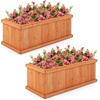 image:imageGiantex Raised Garden Bed Set of 2 31x14x12 Wooden Elevated Planter Box with 4 Drainage Holes amp Detachable Bottom Panels Flower Bed Rectangular Plant Container for Vegetables Herbs amp FruitsOrange