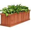 image:imageGiantex Raised Garden Bed Set of 2 31x14x12 Wooden Elevated Planter Box with 4 Drainage Holes amp Detachable Bottom Panels Flower Bed Rectangular Plant Container for Vegetables Herbs amp FruitsOrange