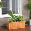 image:imageGiantex Raised Garden Bed Set of 2 31x14x12 Wooden Elevated Planter Box with 4 Drainage Holes amp Detachable Bottom Panels Flower Bed Rectangular Plant Container for Vegetables Herbs amp FruitsOrange