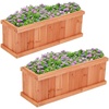 image:imageGiantex Raised Garden Bed Set of 2 31x14x12 Wooden Elevated Planter Box with 4 Drainage Holes amp Detachable Bottom Panels Flower Bed Rectangular Plant Container for Vegetables Herbs amp FruitsCedar Brown