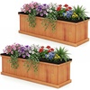 image:imageGiantex Raised Garden Bed Set of 2 31x14x12 Wooden Elevated Planter Box with 4 Drainage Holes amp Detachable Bottom Panels Flower Bed Rectangular Plant Container for Vegetables Herbs amp FruitsOrange