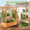 image:imageGiantex Raised Garden Bed with Trellis Wood Planter Box with Roof amp Side Trellis Drain Holes Elevated Raised Bed for Climbing Plant and Pot Hanging Indoor Outdoor Patio Balcony