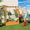 image:imageGiantex Raised Garden Bed with Trellis Wood Planter Box with Roof amp Side Trellis Drain Holes Elevated Raised Bed for Climbing Plant and Pot Hanging Indoor Outdoor Patio Balcony