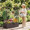 image:imageGiantex Raised Garden Bed with Trellis amp Hanging Roof Rattan Elevated Planter Box with Liner for Climbing Plants Flowers Vegetables Outdoor PE Rattan Planting Box for Backyard Patio amp Porch2