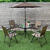 image:imageGiantex Set of 4 Patio Dining Chairs Folding Outdoor Chairs Adjustable Sling Back Chairs with Armrest Portable Patio Chairs for Camping Garden Pool Beach Deck Lawn Lounge Chairs Brown1 Count Pack of 4