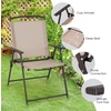 image:imageGiantex Set of 4 Patio Folding Chairs  Outdoor Sling Chairs with Armrests and Rustproof Steel Frame Patio Dining Chairs with Breathable Fabric for Garden Backyard Poolside Indoors No AssemblyBeige