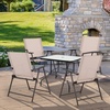 image:imageGiantex Set of 4 Patio Folding Chairs  Outdoor Sling Chairs with Armrests and Rustproof Steel Frame Patio Dining Chairs with Breathable Fabric for Garden Backyard Poolside Indoors No AssemblyBeige