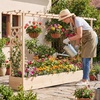 image:imageGiantex Wooden Raised Garden Bed with Trellis amp Hanging Roof Fir Wood Planter Box 45 Freestanding Elevated Garden Bed for Outdoor Climbing Plants Vegetables Flowers Patio amp Balcony NaturalNatural