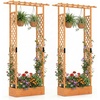 image:imageGiantex Wooden Raised Garden Bed with Trellis amp Hanging Roof Fir Wood Planter Box 45 Freestanding Elevated Garden Bed for Outdoor Climbing Plants Vegetables Flowers Patio amp Balcony NaturalOrange