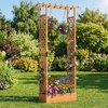 image:imageGiantex Wooden Raised Garden Bed with Trellis amp Hanging Roof Fir Wood Planter Box 45 Freestanding Elevated Garden Bed for Outdoor Climbing Plants Vegetables Flowers Patio amp Balcony NaturalOrange