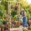 image:imageGiantex Wooden Raised Garden Bed with Trellis amp Hanging Roof Fir Wood Planter Box 45 Freestanding Elevated Garden Bed for Outdoor Climbing Plants Vegetables Flowers Patio amp Balcony NaturalNatural