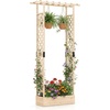 image:imageGiantex Wooden Raised Garden Bed with Trellis amp Hanging Roof Fir Wood Planter Box 45 Freestanding Elevated Garden Bed for Outdoor Climbing Plants Vegetables Flowers Patio amp Balcony NaturalNatural