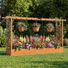 image:imageGiantex Wooden Raised Garden Bed with Trellis amp Hanging Roof Fir Wood Planter Box 45 Freestanding Elevated Garden Bed for Outdoor Climbing Plants Vegetables Flowers Patio amp Balcony NaturalOrange