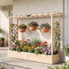 image:imageGiantex Wooden Raised Garden Bed with Trellis amp Hanging Roof Fir Wood Planter Box 45 Freestanding Elevated Garden Bed for Outdoor Climbing Plants Vegetables Flowers Patio amp Balcony NaturalNatural