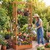 image:imageGiantex Wooden Raised Garden Bed with Trellis amp Hanging Roof Fir Wood Planter Box 45 Freestanding Elevated Garden Bed for Outdoor Climbing Plants Vegetables Flowers Patio amp Balcony NaturalOrange