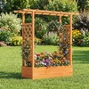 image:imageGiantex Wooden Raised Garden Bed with Trellis amp Hanging Roof Fir Wood Planter Box 45 Freestanding Elevated Garden Bed for Outdoor Climbing Plants Vegetables Flowers Patio amp Balcony NaturalOrange