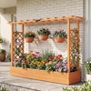 image:imageGiantex Wooden Raised Garden Bed with Trellis amp Hanging Roof Fir Wood Planter Box 45 Freestanding Elevated Garden Bed for Outdoor Climbing Plants Vegetables Flowers Patio amp Balcony NaturalOrange