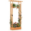 image:imageGiantex Wooden Raised Garden Bed with Trellis amp Hanging Roof Fir Wood Planter Box 45 Freestanding Elevated Garden Bed for Outdoor Climbing Plants Vegetables Flowers Patio amp Balcony NaturalOrange