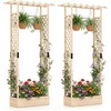 image:imageGiantex Wooden Raised Garden Bed with Trellis amp Hanging Roof Fir Wood Planter Box 45 Freestanding Elevated Garden Bed for Outdoor Climbing Plants Vegetables Flowers Patio amp Balcony NaturalNatural