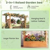 image:imageGiantex Wooden Raised Garden Bed with Trellis amp Hanging Roof Fir Wood Planter Box 45 Freestanding Elevated Garden Bed for Outdoor Climbing Plants Vegetables Flowers Patio amp Balcony NaturalOrange