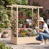 image:imageGiantex Wooden Raised Garden Bed with Trellis amp Hanging Roof Fir Wood Planter Box 45 Freestanding Elevated Garden Bed for Outdoor Climbing Plants Vegetables Flowers Patio amp Balcony NaturalNatural
