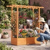 image:imageGiantex Wooden Raised Garden Bed with Trellis amp Hanging Roof Fir Wood Planter Box 45 Freestanding Elevated Garden Bed for Outdoor Climbing Plants Vegetables Flowers Patio amp Balcony NaturalOrange