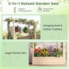 image:imageGiantex Wooden Raised Garden Bed with Trellis amp Hanging Roof Fir Wood Planter Box 45 Freestanding Elevated Garden Bed for Outdoor Climbing Plants Vegetables Flowers Patio amp Balcony NaturalNatural