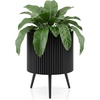 image:imageGiantex 20 Inch Plant Pot with Stand Set of 2 MidCentury Modern Fluted Planter with Builtin Drainage Holes Metal Flower Pot with Tapered Legs for Living Room Office Porch Garden165 x 165 x 22