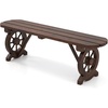image:imageGiantex 2Person Wooden Outdoor Bench with Wagon Wheel Legs Slatted Seat Rustic Country Design 710 Lbs Weight Capacity 45 Patio Bench for Porch Lawn Backyard Park Garden Brown47