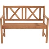 image:imageGiantex Outdoor Wooden Bench 2Person Patio Garden Loveseat  Patio Bench with Armrests and Backrest Acacia Wood Garden Bench Seating for Backyard Front Porch and Park 800 lbs Max LoadClassic Cross Back