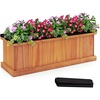 image:imageGiantex Raised Garden Bed Set of 2 31x14x12 Wooden Elevated Planter Box with 4 Drainage Holes amp Detachable Bottom Panels Flower Bed Rectangular Plant Container for Vegetables Herbs amp FruitsOrange