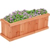 image:imageGiantex Raised Garden Bed Set of 2 31x14x12 Wooden Elevated Planter Box with 4 Drainage Holes amp Detachable Bottom Panels Flower Bed Rectangular Plant Container for Vegetables Herbs amp FruitsCedar Brown