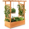 image:imageGiantex Raised Garden Bed with Trellis Wood Planter Box with Roof amp Side Trellis Drain Holes Elevated Raised Bed for Climbing Plant and Pot Hanging Indoor Outdoor Patio Balcony