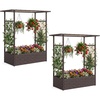 image:imageGiantex Raised Garden Bed with Trellis amp Hanging Roof Rattan Elevated Planter Box with Liner for Climbing Plants Flowers Vegetables Outdoor PE Rattan Planting Box for Backyard Patio amp Porch2