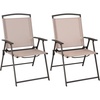 image:imageGiantex Set of 4 Patio Folding Chairs  Outdoor Sling Chairs with Armrests and Rustproof Steel Frame Patio Dining Chairs with Breathable Fabric for Garden Backyard Poolside Indoors No AssemblyBeige