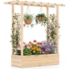 image:imageGiantex Wooden Raised Garden Bed with Trellis amp Hanging Roof Fir Wood Planter Box 45 Freestanding Elevated Garden Bed for Outdoor Climbing Plants Vegetables Flowers Patio amp Balcony NaturalNatural