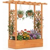 image:imageGiantex Wooden Raised Garden Bed with Trellis amp Hanging Roof Fir Wood Planter Box 45 Freestanding Elevated Garden Bed for Outdoor Climbing Plants Vegetables Flowers Patio amp Balcony NaturalOrange