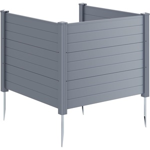 image:imageGiantex 4Panel Air Conditioner Fence 48 W x 36 H Outdoor Privacy Screen with Stakes WeatherResistant PP Enclosure for AC Unit Trash Can amp Pool Pump Decorative Garden Fence WhiteGray