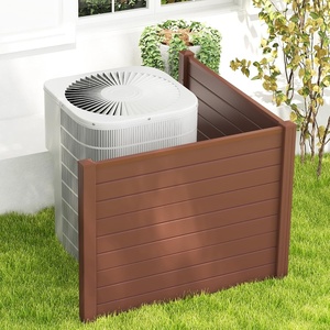 image:imageGiantex 4Panel Air Conditioner Fence 48 W x 36 H Outdoor Privacy Screen with Stakes WeatherResistant PP Enclosure for AC Unit Trash Can amp Pool Pump Decorative Garden Fence WhiteBrown