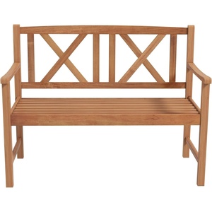 image:imageGiantex Outdoor Wooden Bench 2Person Patio Garden Loveseat  Patio Bench with Armrests and Backrest Acacia Wood Garden Bench Seating for Backyard Front Porch and Park 800 lbs Max LoadClassic Cross Back